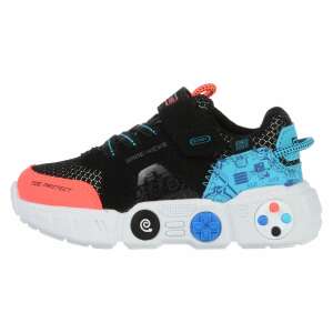 Skechers Gametronix 402262NBKMT black kids sneakers with blue and orange accents - Fashion & Clothing