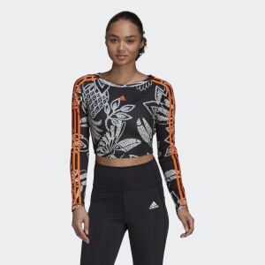 Adidas Farm Crop Top, long sleeve, floral print, women's activewear - Adidas Women's Sweater