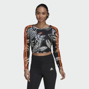 Adidas Farm Crop Top - long sleeve women's top with tropical print - Adidas Women's Sweater