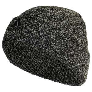 Adidas Melange Woolie beanie hat in black with white flecks, side view - Men's Hat