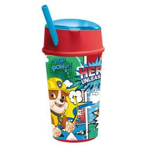 Paw Patrol 400ml Plastikbecher mit Deckel und Strohhalm, mit Ryder, dem Anführer der Paw Patrol - Trinkbecher, Becher