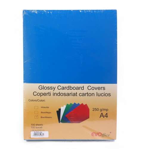 Evo Office A4 fényes karton borítók, kék, 250g/mp, 100 lap