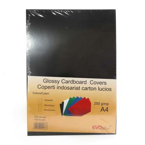 Evo Office A4 fényes karton hátlap, fekete, 250g/m², 100 lap