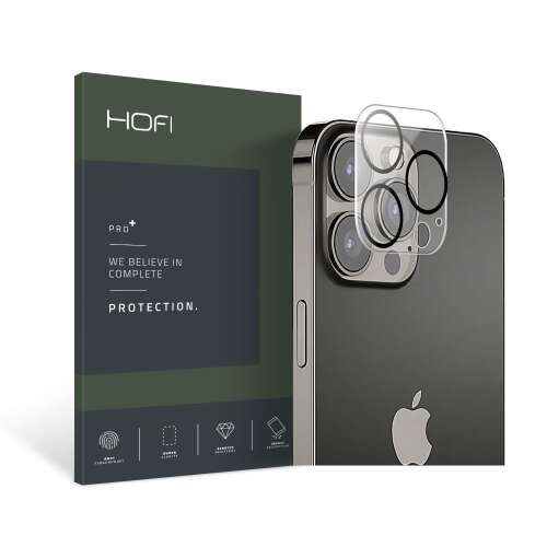HOFI Pro+ Kamera Lencsevédő iPhone 13 Pro Max-hez, tiszta edzett üveg képernyővédő a kamera lencséhez, karcálló, ujjlenyomat-gátló, törésálló, könnyen telepíthető - HOFI
