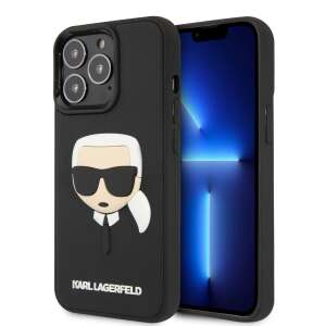 Karl Lagerfeld iPhone 14 Pro Max telefontok, fekete, 3D gumi Karl feje mintával - Karl Lagerfeld Telefontok