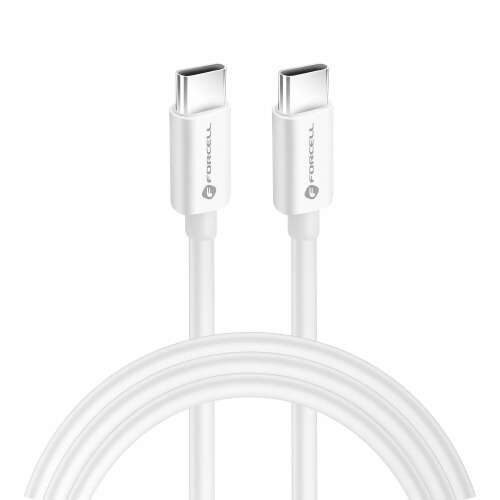 Cablu Forcell C339 USB-C la USB-C, alb, 2m, 5A