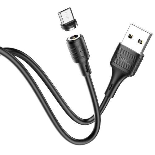 HOCO mágneses USB-MicroUSB töltőkábel, fekete, 1 méter
