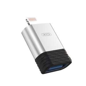 XO NB186 USB-ről Lightning adapter, ezüst és fekete, adatátvitel, kompatibilis okostelefonokkal, táblagépekkel, laptopokkal - XO