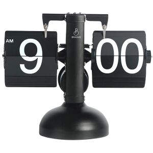 Retro flip óra, analóg, klasszikus design, különböző dekorációkhoz illeszkedik, automata felhúzás, tömör fém, Fekete