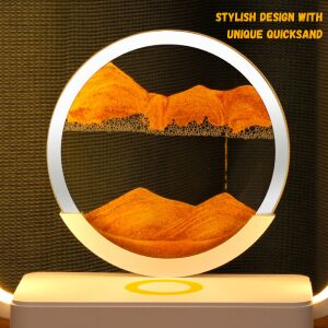 15W-os vezeték nélküli töltő LED lámpa okostelefonhoz, állítható fényerő, 3 fényárnyalat, USB tápegység, homokkeverő díszítés, ABS anyag, BRAGUS, Kék-Narancssárga