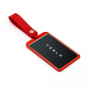 Alumínium kulcstartó, autós kártyavédelemmel ellátott, Tesla 3/Y modellel kompatibilis, piros