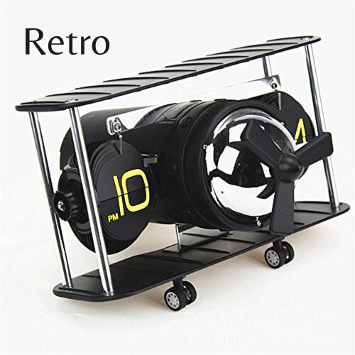 Retro repülőgép óra, analóg, klasszikus design, Automatikus visszatérés, műanyag, fekete-sárga 128985752