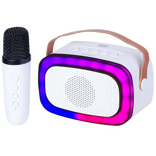 Trevi XR8A01 Mini Party Tragbarer Bluetooth Karaoke Lautsprecher mit Mikrofon, Weiß