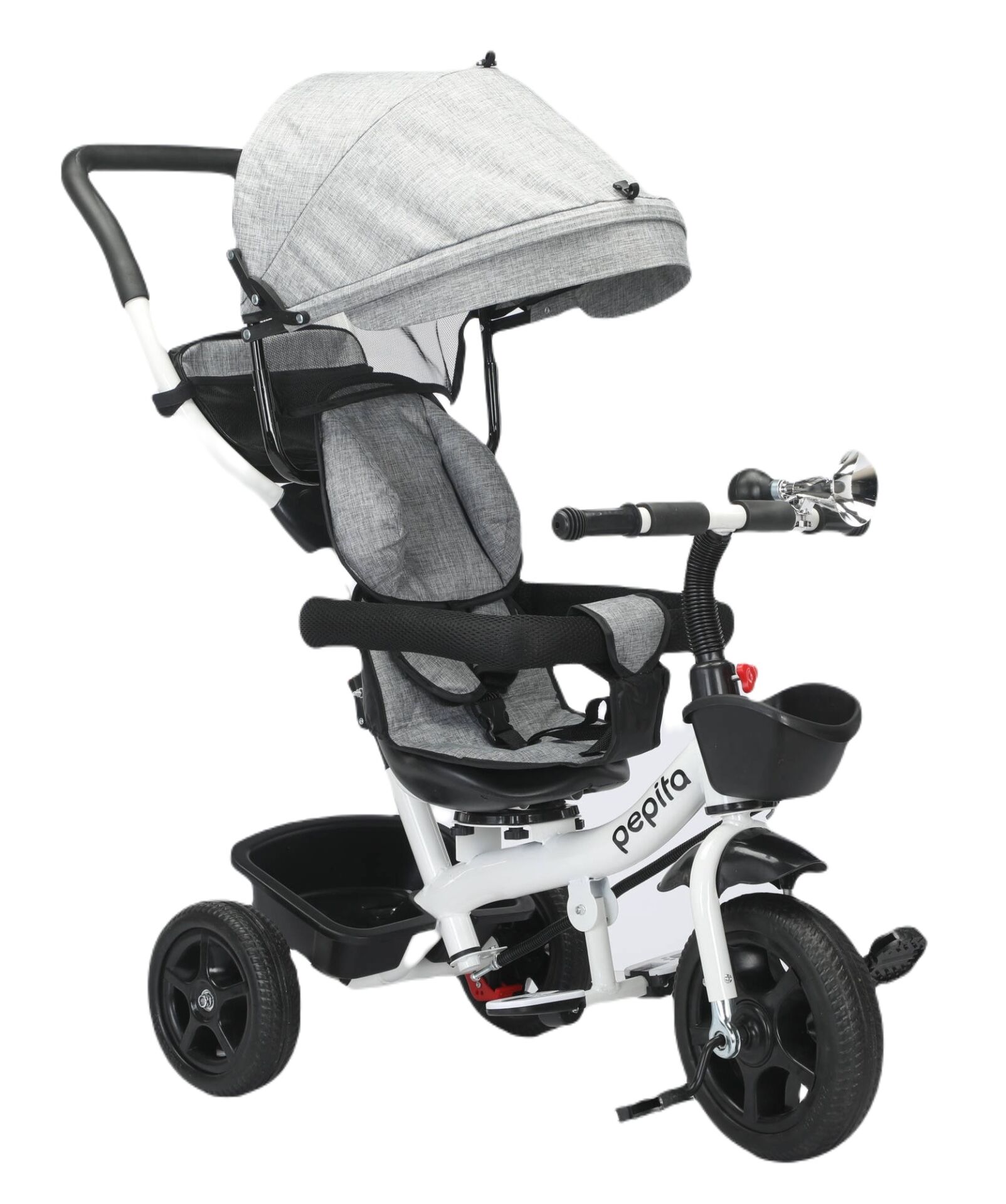 Pepita 360°-ban forgatható Tricikli dudával, tolókarral és kosárr... Pepita 360°-ban forgatható Tricikli dudával, tolókarral és kosárr...