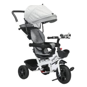 Pepita 360° rotating Tricycle with horn, push handle and basket #grey
