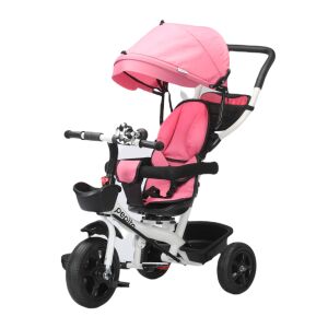 Pepita pink tricycle with rotating seat, parent handle, and storage baskets - Toy