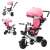 Pepita pink tricycle with push handle, canopy, and basket, 360 degree rotating seat
