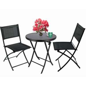 Jumi 2 osoby balkónový nábytok skladací stôl s 2 stoličkami #čierna 92505613 Záhradné sady