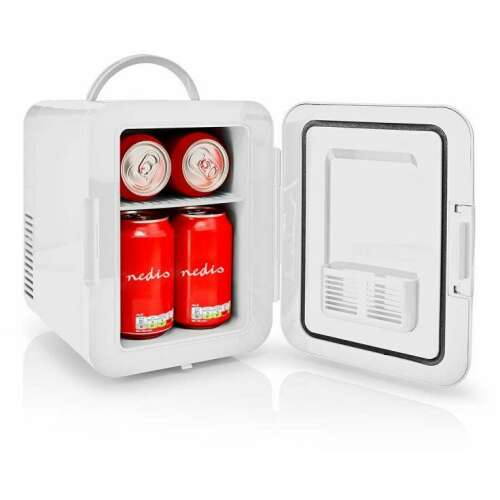 NEDIS hordozható mini hűtőszekrény, 4 literes kapacitás, fehér, 3 dobozzal