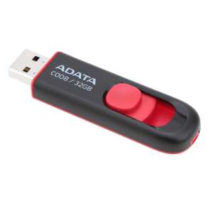 ADATA C008 32GB USB 2.0 pendrive, fekete színben, piros kupakkal - Pendrive