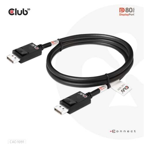 Cablu Club 3D DisplayPort 2.1 bidirecțional certificat VESA DP80 4K120Hz, 8K60Hz sau 10K30Hz M/M 1.2m