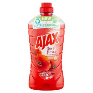 Ajax Floral Fiesta Detergent universal, sticlă de 1L, parfum de flori roșii, formulă nouă, sticlă din plastic reciclat, biodegradabil - Detergent general pentru suprafețe