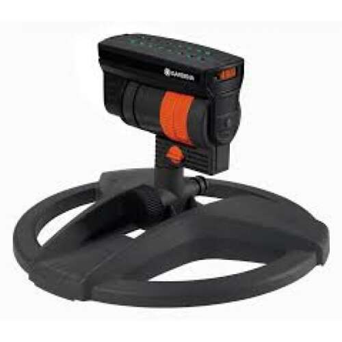 Gardena AquaZoom compact square sprinkler, black and orange, for watering gardens and vegetable patches