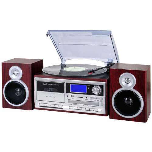 Trevi TT 1070 E Dark Wood All-in-One Mini-Stereoanlage, Bakelit, CD, Kassette, Radio, Bluetooth, USB, AUX...