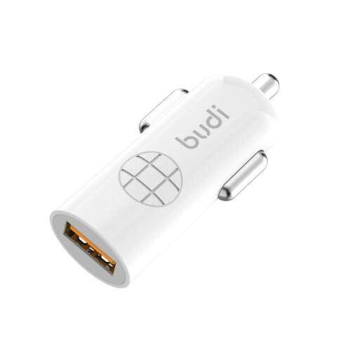 Budi autós töltő LED jelzővel, fehér, 1 USB port - Budi