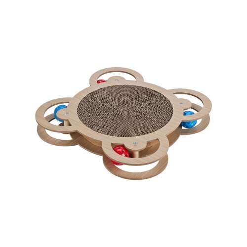 Cat Scratching Post Interactive Toy with 4 Balls 35.5x35.5x4cm 105658764