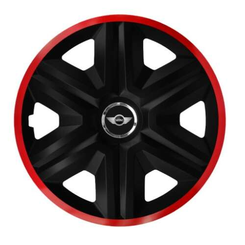 Fekete és piros keréktakaró Mini logóval