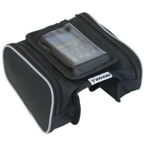 Vizari K-076 kerékpárkeretes táska telefontokkal, fekete - Kerékpár kiegészítő