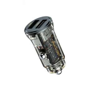WEKOME WP-C40 Vanguard Series Kfz-Ladegerät, zwei USB-A-Anschlüsse, 15W Schnellladen, schwarz und transparent - Autoladegeräte