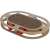 Oval cat scratching pad with 4 rolling balls, wooden frame, cardboard scratching surface