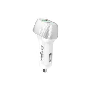 Energizer Ultimate 38W Dual-USB-Autoladegerät, weiß und silber, mit USB-C- und USB-A-Anschlüssen - Autoladegeräte