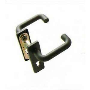 Schwarzer feuerfester Türgriff mit Schild, DIN 72 Norm, kurzer Hebel, für Projekte und Generalunternehmer - Perfekto Türknäufe & Türklinken