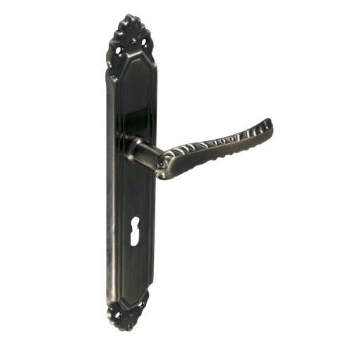 Flora Antik 90 mm door handle with keyhole, antique finish