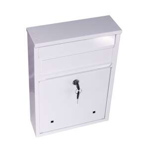 Fehér fém postaláda két bedobó nyílással és kulccsal - Perfekto