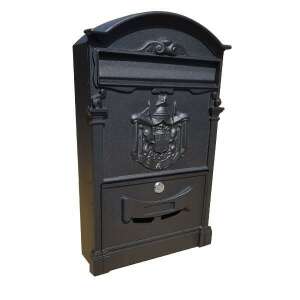 Cutie poștală din metal negru cu un design cu blazon, perfect pentru a adăuga o notă de eleganță casei tale - Cutii postale
