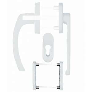 White balcony door handle with oval rosette - Door