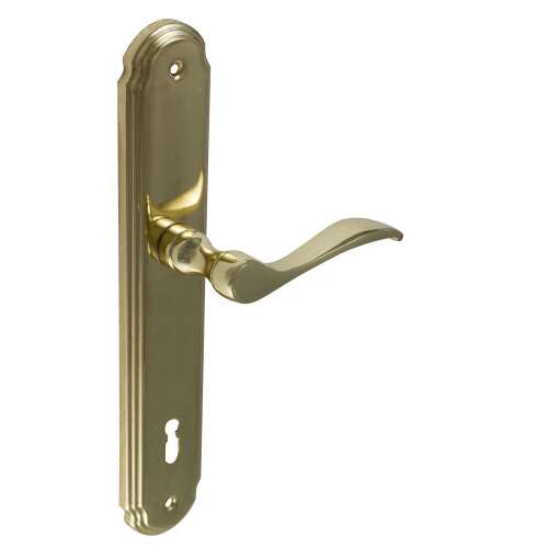 Lara Brass Door Handle 90 mm BB,  gold door handle with keyhole