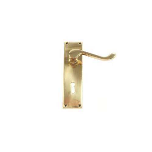 Brass door handle with keyhole