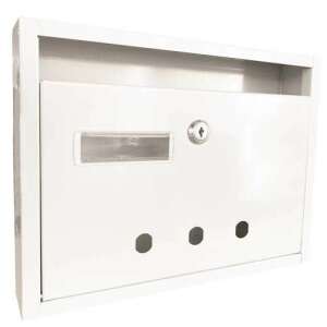 Biała skrzynka pocztowa Rio z tabliczką na nazwisko, 350mm x 270mm x 60mm, do klatki schodowej - Dekoracja ogrodu
