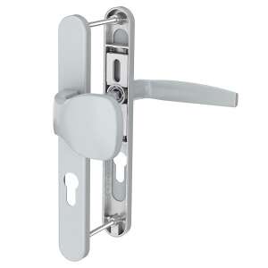Noel 3 Point Security Door Handle Silver Spring Button/Lever 92mm (92/32/3/216mm) - Door
