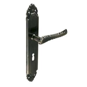 Flora Antik door handle with keyhole, black finish - Perfekto