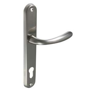 Satin chrome door handle with keyhole, modern design - Perfekto