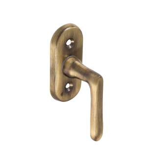 Antique brass window handle, L-shaped, with a brushed finish - Gomboss