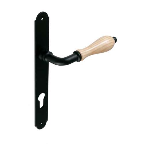 Black door handle with wooden knob, Diána Perfekto 55 mm BB