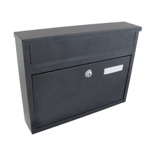 Gray metal mailbox with two mail slots
