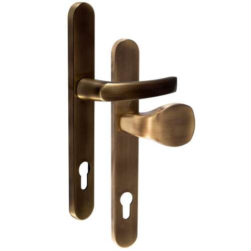 Hero Ovál Biztonsági Ajtókilincs, Antik Súrolt Felület, 92 mm PZ, Gomb/Kilincs